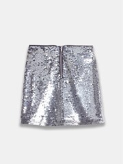 Mint Velvet Grey Sequin Mini Skirt - Image 4 of 4