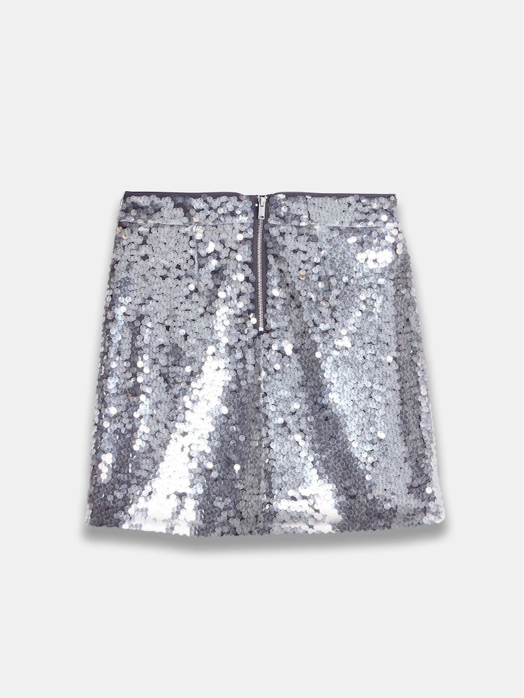 Mint Velvet Grey Sequin Mini Skirt - Image 4 of 4