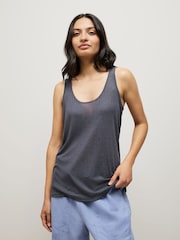 White/Steel Blue Strappy Scoop Neck Slouch Ribbed Vests 2 Pack - Image 2 of 5