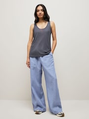 White/Steel Blue Strappy Scoop Neck Slouch Ribbed Vests 2 Pack - Image 3 of 5