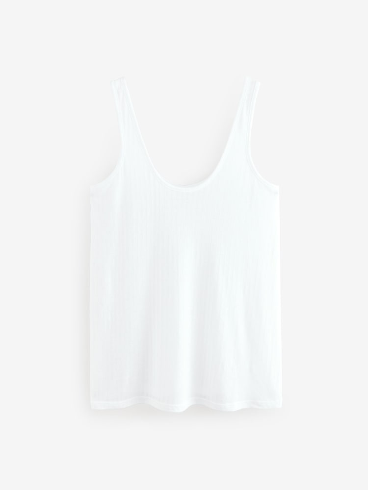 White/Steel Blue Strappy Scoop Neck Slouch Ribbed Vests 2 Pack - Image 8 of 10