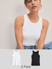 Black/White High Neck Vests 2 Pack - Image 1 of 10