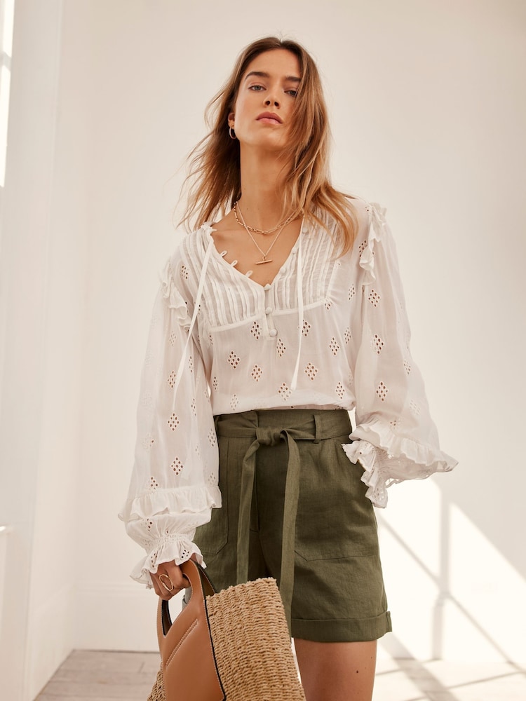 Mint Velvet Cream Broderie Anglaise Blouse - Image 1 of 4