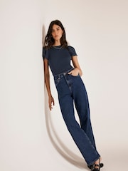 Mint Velvet Blue Ruffle Sleeve Top - Image 1 of 4