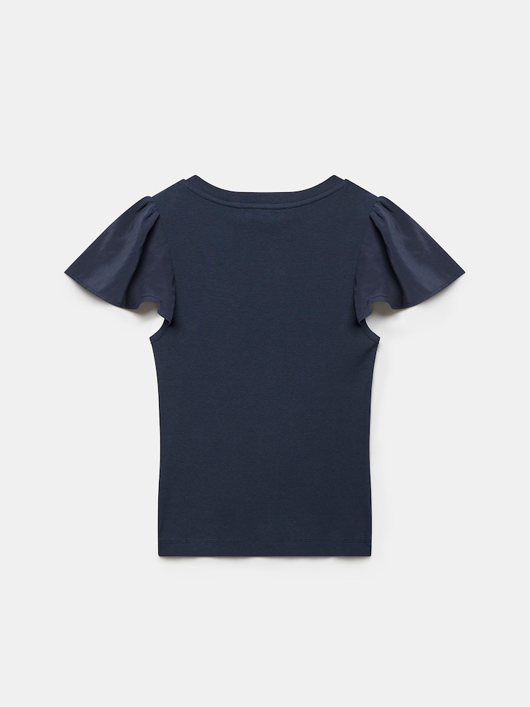 Mint Velvet Blue Ruffle Sleeve Top - Image 4 of 4 Mint Velvet Blue Ruffle Sleeve Top - Image 4 of 4