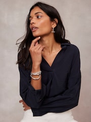 Mint Velvet Blue Long Sleeved Shirt - Image 1 of 4