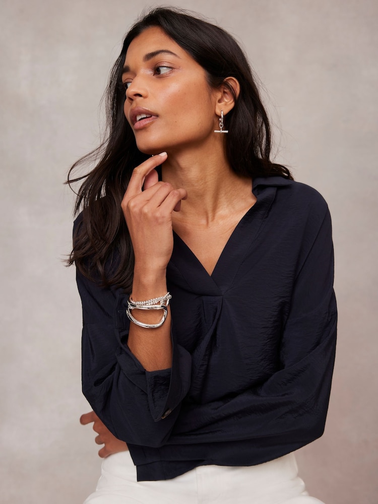 Mint Velvet Blue Long Sleeved Shirt - Image 1 of 4 Mint Velvet Blue Long Sleeved Shirt - Image 1 of 4