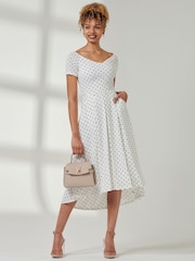 Jolie Moi White Bardot Wrap Front Midi Dress - Image 1 of 6