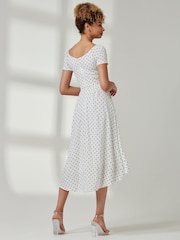 Jolie Moi White Bardot Wrap Front Midi Dress - Image 2 of 6
