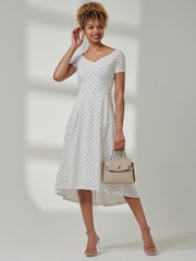 Jolie Moi White Bardot Wrap Front Midi Dress - Image 5 of 6