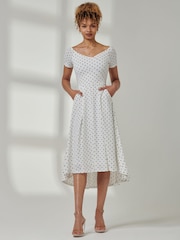 Jolie Moi White Bardot Wrap Front Midi Dress - Image 6 of 6