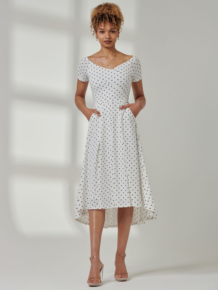 Jolie Moi White Bardot Wrap Front Midi Dress - Image 6 of 6