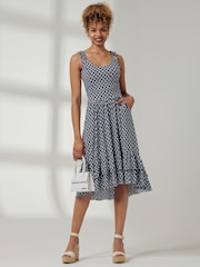 Jolie Moi Blue Ruffle Hem Strappy Sundress - Image 1 of 5