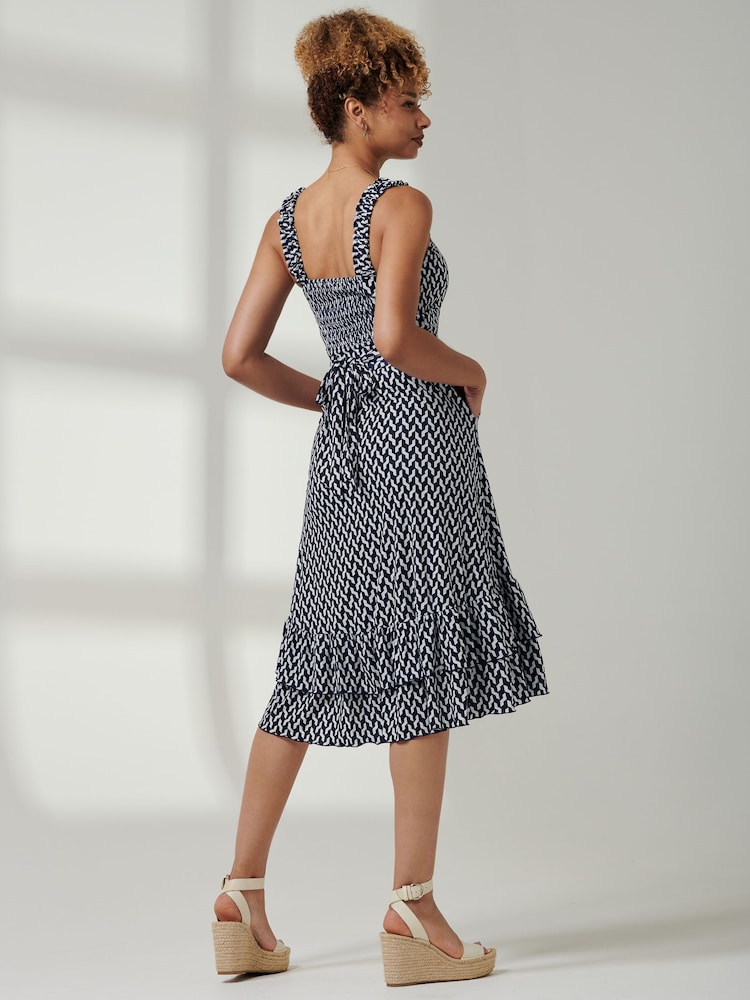Jolie Moi Blue Ruffle Hem Strappy Sundress - Image 2 of 5