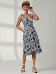 Jolie Moi Blue Ruffle Hem Strappy Sundress - Image 4 of 5