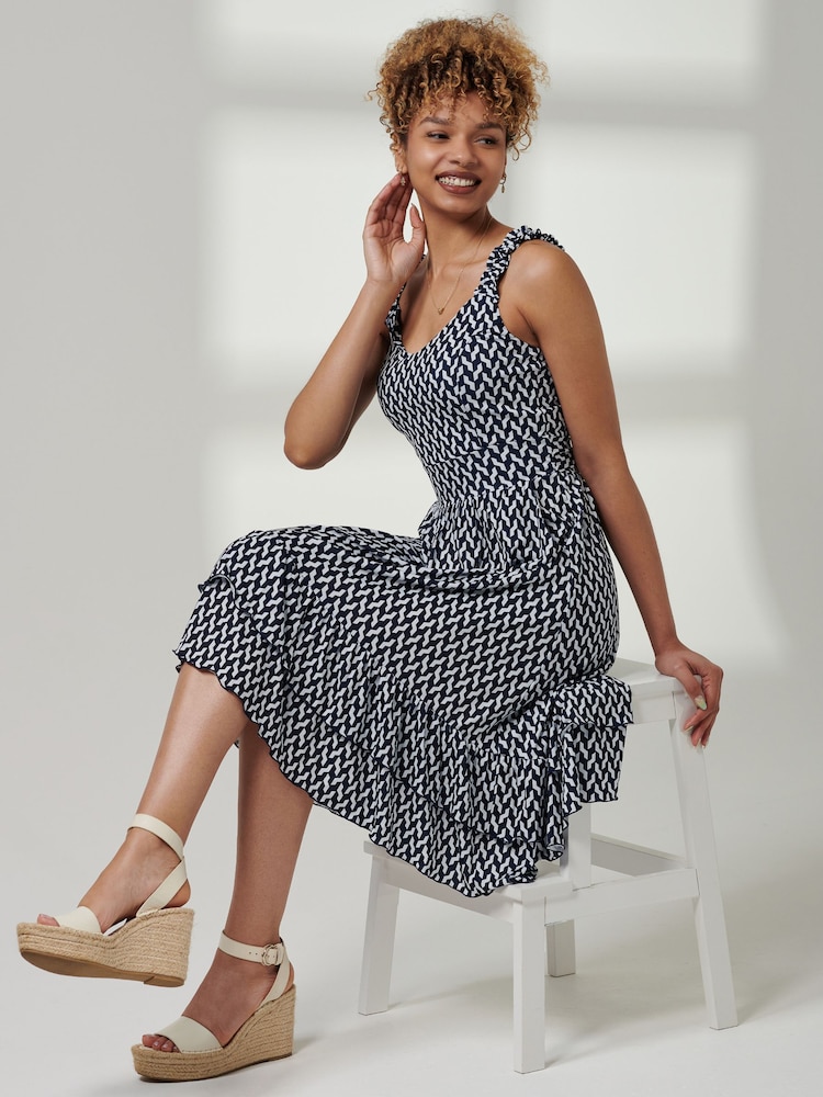 Jolie Moi Blue Ruffle Hem Strappy Sundress - Image 5 of 5