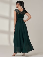 Jolie Moi Green Leanne Cap Sleeve Lace Maxi Dress - Image 2 of 6