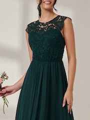 Jolie Moi Green Leanne Cap Sleeve Lace Maxi Dress - Image 3 of 6