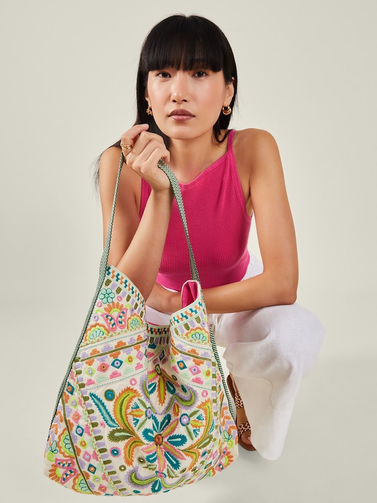 Accessorize Natural Mirror Embroidered Shoulder Bag - Image 4 of 4