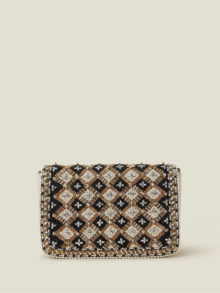 Accessorize Embellished Metallic Fold-Over Clutch - Bild 1 von 1 Accessorize Embellished Metallic Fold-Over Clutch - Bild 1 von 1