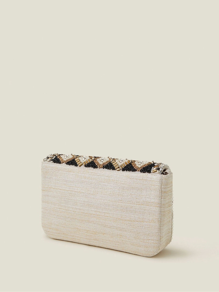 Accessorize Natural Embellished Metallic Fold-Over Clutch - Image 2 of 3