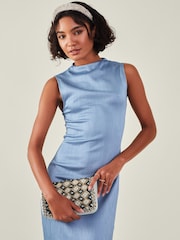 Accessorize Natural Embellished Metallic Fold-Over Clutch - Image 3 of 3