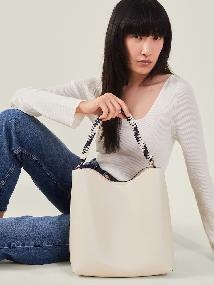 Accessorize Cream Rope Strap Shoulder Bag - Image 1 of 3