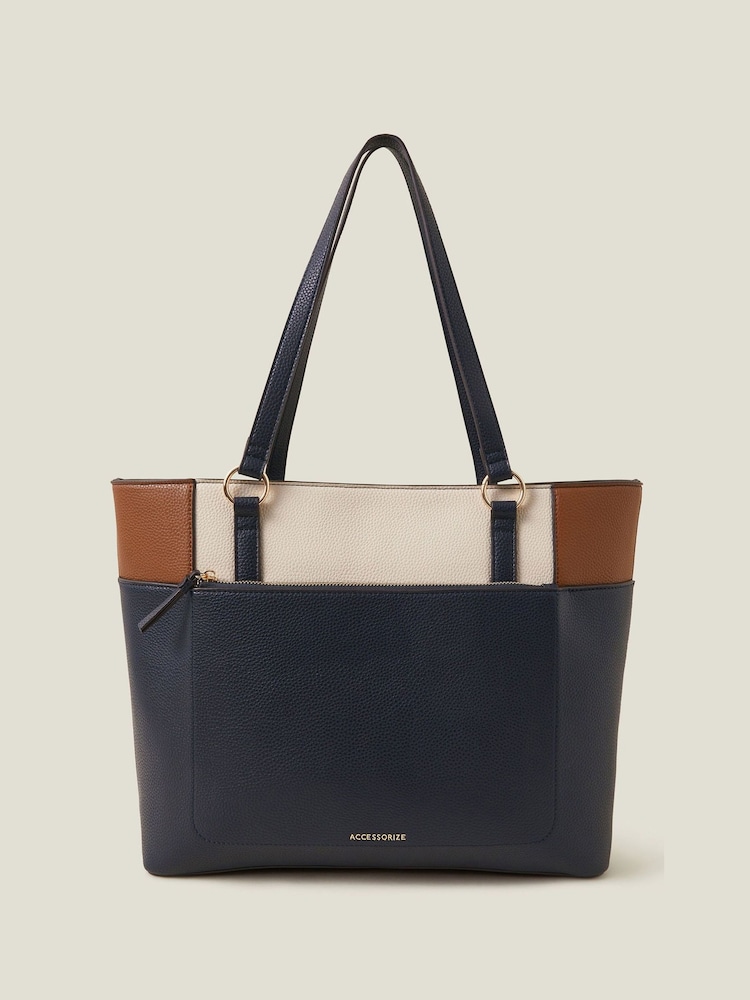 Accessorize Blue Claire Colour block Tote - Image 1 of 3