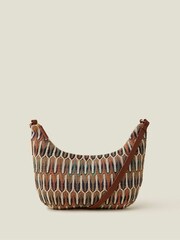 Accessorize Natural Embroidered Scoop Cross-Body Bag - Image 1 of 3