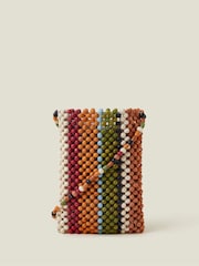 Accessorize Orange Wooden Beaded Phone Bag - Image 1 of 3