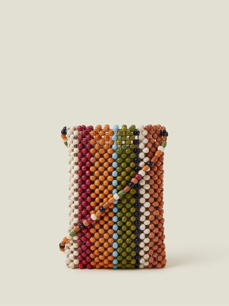 Accessorize Orange Wooden Beaded Phone Bag - Image 1 of 3