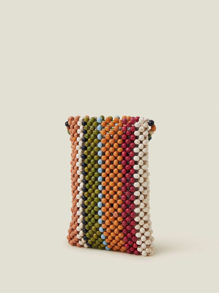 Accessorize Orange Wooden Beaded Phone Bag - Image 2 of 3