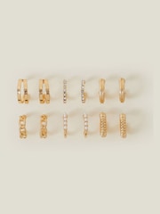 Accessorize Gold Tone Textured Hoops Earrings 6 Pack - Image 2 of 3