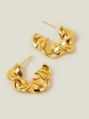 Accessorize Gold Plated 14ct Croissant Hoops Earrings - Image 1 of 3