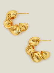 Accessorize Gold Plated 14ct Croissant Hoops Earrings - Image 2 of 3