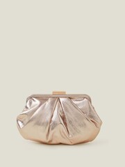 Accessorize Gold Metallic Pleated Clutch Bag - Image 1 of 2