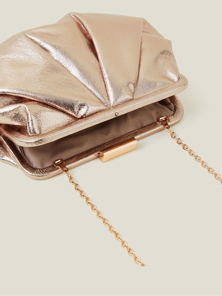 Accessorize Gold Metallic Pleated Clutch Bag - Image 2 of 2