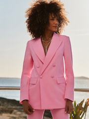 Sosandar Pink Double Breasted Blazer - Image 3 of 5
