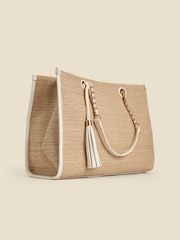 Sosandar Natural Tassel Detail Raffia Tote Bag - Image 3 of 4