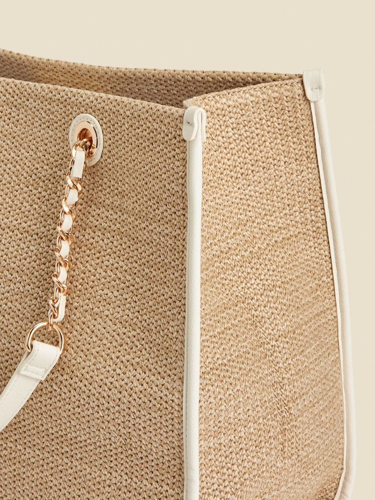 Sosandar Natural Tassel Detail Raffia Tote Bag - Image 4 of 4
