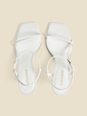 Sosandar White Leather Mid Heel Square Toe Sandals - Image 3 of 5