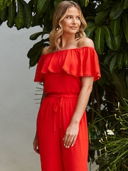 Sosandar Red Crinkle Wide Leg Trousers - Image 6 of 6