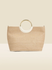 Sosandar Natural Hoop Handle Raffia Tote Bag - Image 1 of 5