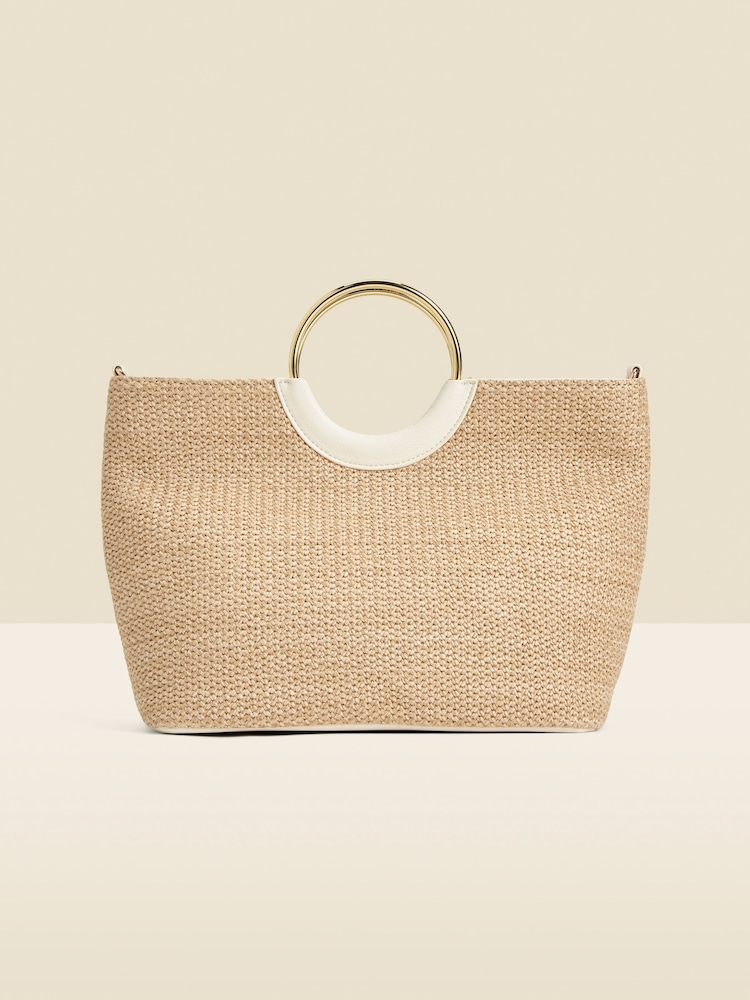 Sosandar Natural Hoop Handle Raffia Tote Bag - Image 1 of 5