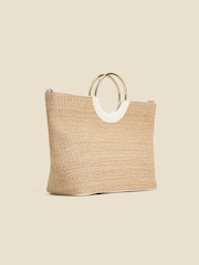 Sosandar Natural Hoop Handle Raffia Tote Bag - Image 2 of 5