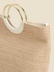 Sosandar Natural Hoop Handle Raffia Tote Bag - Image 3 of 5