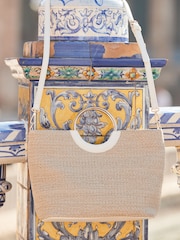 Sosandar Natural Hoop Handle Raffia Tote Bag - Image 4 of 5