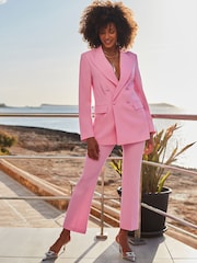 Sosandar Pink Kick Flare Cropped Trousers - Image 1 of 5