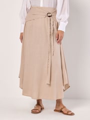 Apricot Grey Coconut Raw Edge Belt Skirt - Image 1 of 4