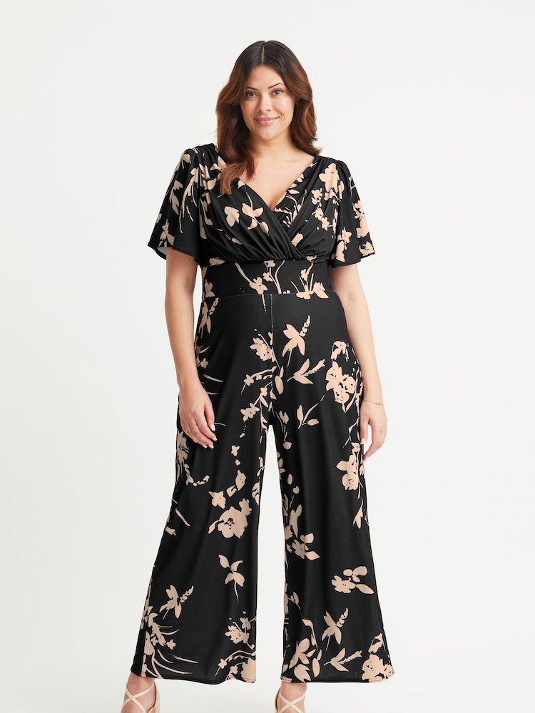 Scarlett & Jo Natural Wrap Lounge Jumpsuit - Image 1 of 4 Scarlett & Jo Natural Wrap Lounge Jumpsuit - Image 1 of 4